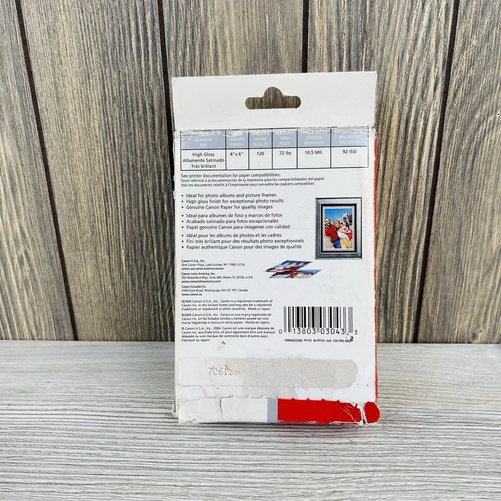 Canon 4x6 Photo Paper Plus Glossy 120 Sheets for inkjet